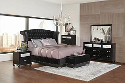                                                  							Barzini Black Upholstered Queen Bed...
                                                						 