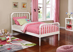                                                  							Jones Traditional White Twin Bed, 4...
                                                						 