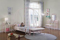                                                  							Massi Pink Twin Canopy Bed, 88.00 X...
                                                						 