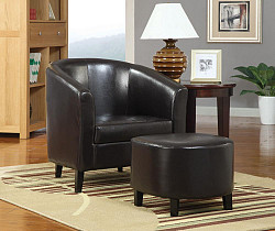                                                  							Dark Brown Leather Accent Chair And...
                                                						 