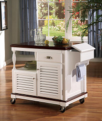                                                  							Traditional White Kitchen Cart, 43....
                                                						 