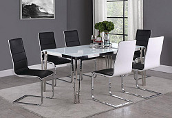                                                 							Dining Table, White/Stainless Steel...
                                                						 