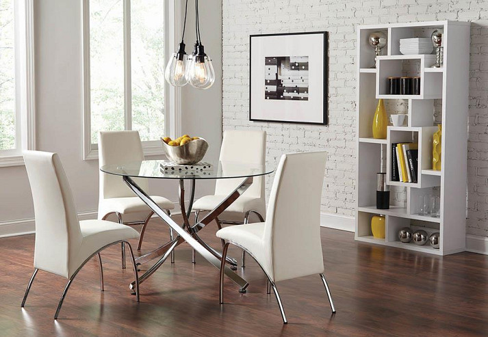 Beckham Contemporary Chrome Dining Set