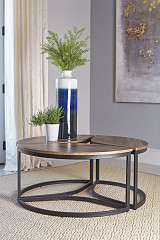                                                  							Coffee Table Set, (Walnut/Black), 3...
                                                						 
