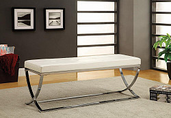                                                 							Contemporary White Accent Bench, 48...
                                                						 