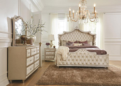                                                  							Queen Bed (Camel/Ivory), 70.00"W X ...
                                                						 