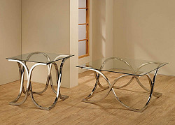                                                  							Contemporary Chrome Coffee Table, 3...
                                                						 