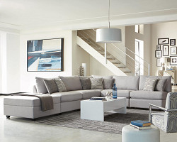 Cambria Transitional Grey Ottoman, ...