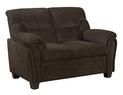                                                  							Clementine Casual Brown Loveseat - ...
                                                						 