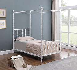                                                  							Twin Canopy Bed (White), 42.25 X 79...
                                                						 