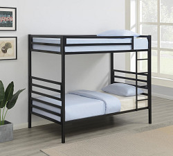                                                  							Twin/Twin Bunk Bed (Matte Black), 7...
                                                						 