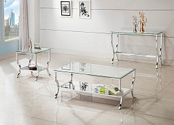                                                  							Contemporary Chrome/Clear Side Tabl...
                                                						 