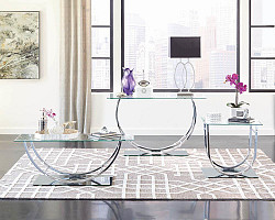                                                  							Contemporary Chrome Coffee Table, 4...
                                                						 