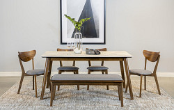                                                  							Marble/Natural Walnut Dining Table,...
                                                						 