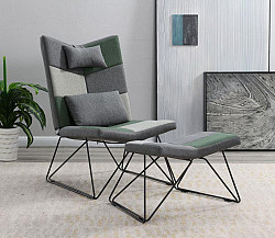                                                  							Accent Chair With Ottoman, Grey/Lig...
                                                						 