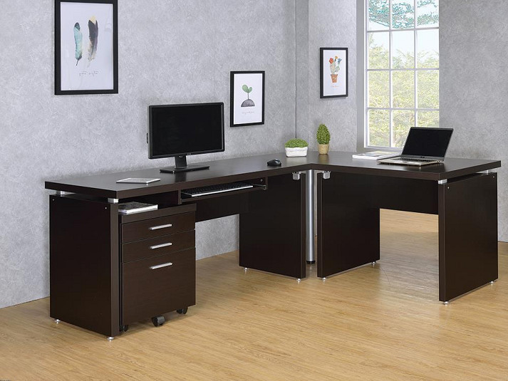 Skylar Contemporary Cappuccino Computer Desk, 55.00 X 27.50 X 30.75"H