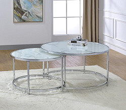 2 PC NESTING COFFEE TABLE, CHROME, ...