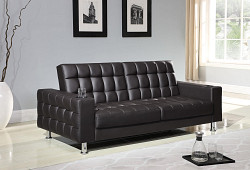                                                  							Dark Brown Faux Leather Sofa Bed, 7...
                                                						 