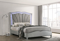                                                  							Queen Size Bed (Light Grey Velvet),...
                                                						 