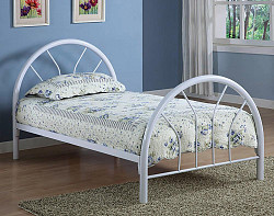 Transitional White Twin Bed, 42.00 ...