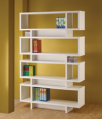                                                  							Contemporary White Bookcase, 47.25 ...
                                                						 