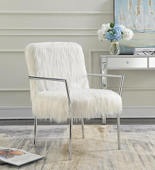                                                  							Contemporary White Accent Chair, 25...
                                                						 