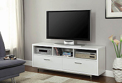                                                  							Transitional White TV Console, 60.0...
                                                						 