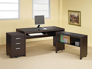 Skeena Contemporary Cappuccino Computer Desk With KEyboard Tray, 60.00 X 30.00 X 29.50"H