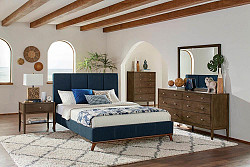                                                  							Charity Blue Upholstered Queen Bed,...
                                                						 