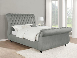                                                  							Queen Bed, Grey Velvet  69.25 X 111...
                                                						 
