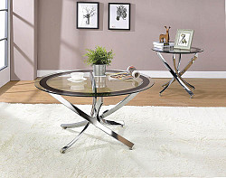                                                  							Glass Top Black/Chrome Coffee Table...
                                                						 