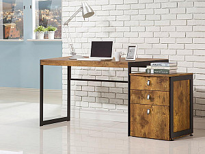 Estrella Industrial Antique Nutmeg Writing Desk, 46.50 X 22.00 X 30.00"H