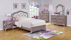                                                  							Caroline Metallic Lilac Twin Bed, 4...
                                                						 