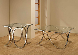 Contemporary Chrome End Table, 24.0...