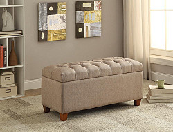                                                  							Tufted Taupe Storage Bench, 38.00 X...
                                                						 