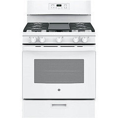                                                  							GE 5 CU FT GAS RANGE W/GRIDDLE WHIT...
                                                						 