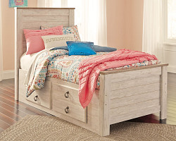                                                  							Willowton Twin Panel Bed with 2 Sto...
                                                						 