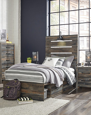 Drystan Queen Panel Bed with 2 Storage Drawers