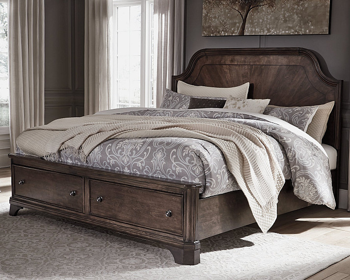Adinton Queen Panel Bed with 2 Storage Drawers