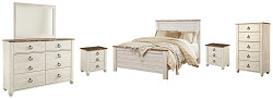                                                  							Willowton Queen Panel Bed with Mirr...
                                                						 