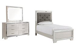                                                  							Lonnix Twin Panel Bed with Mirrored...
                                                						 
