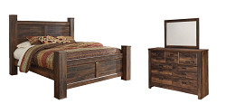                                                  							Quinden King Poster Bed with Mirror...
                                                						 