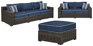 Grasson Lane Outdoor Sofa, Loveseat and Ottoman