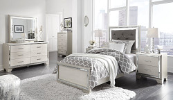                                                  							Lonnix Twin Panel Bed with Mirrored...
                                                						 