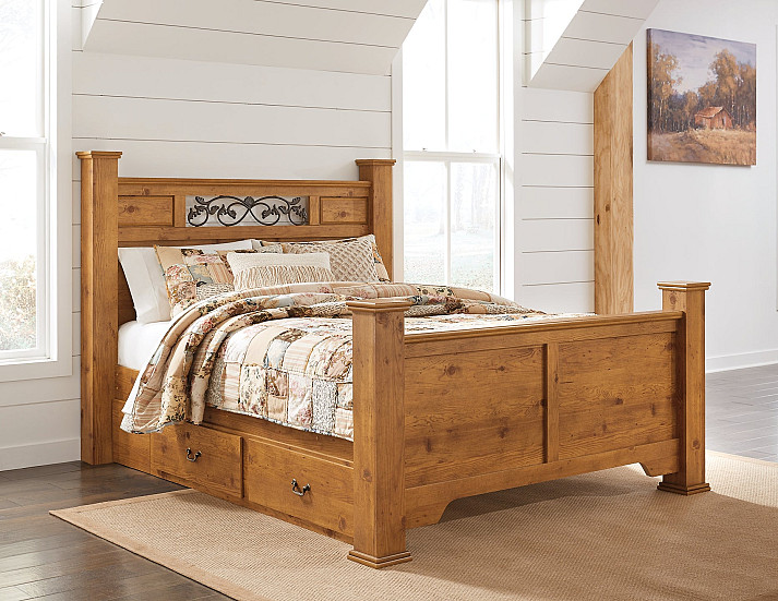 Bittersweet Queen Poster Bed with 2 Storage Drawers