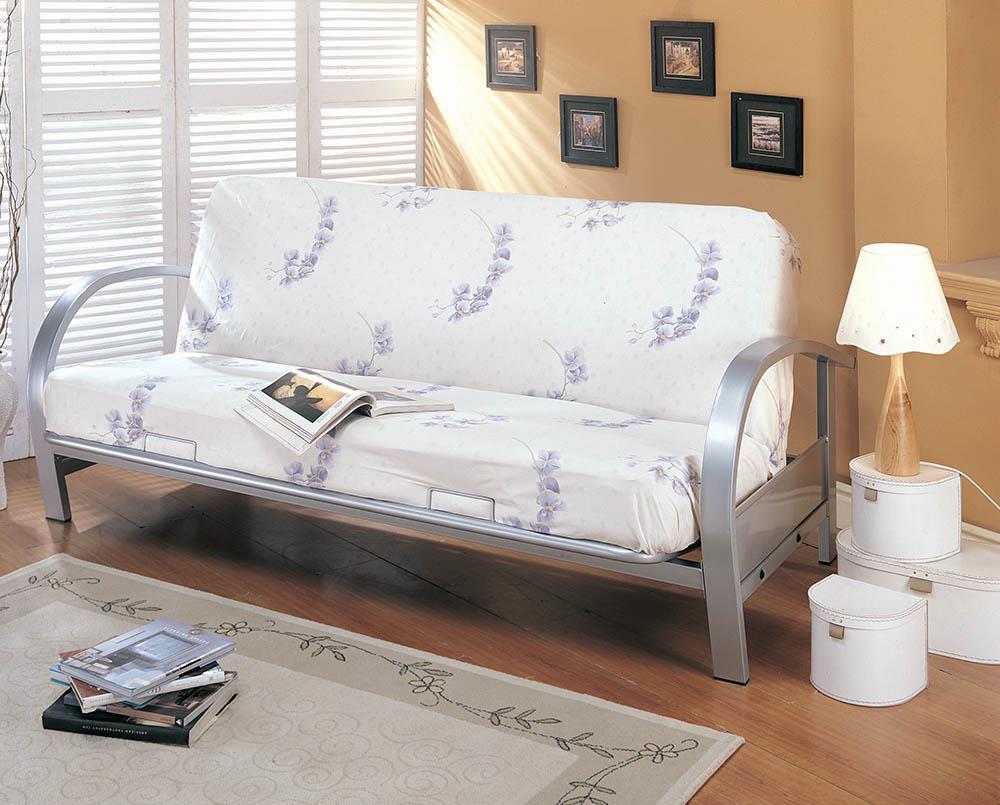 Transitional Silver Futon Frame, 81.00 X 39.00 X 31.75"H Affordable