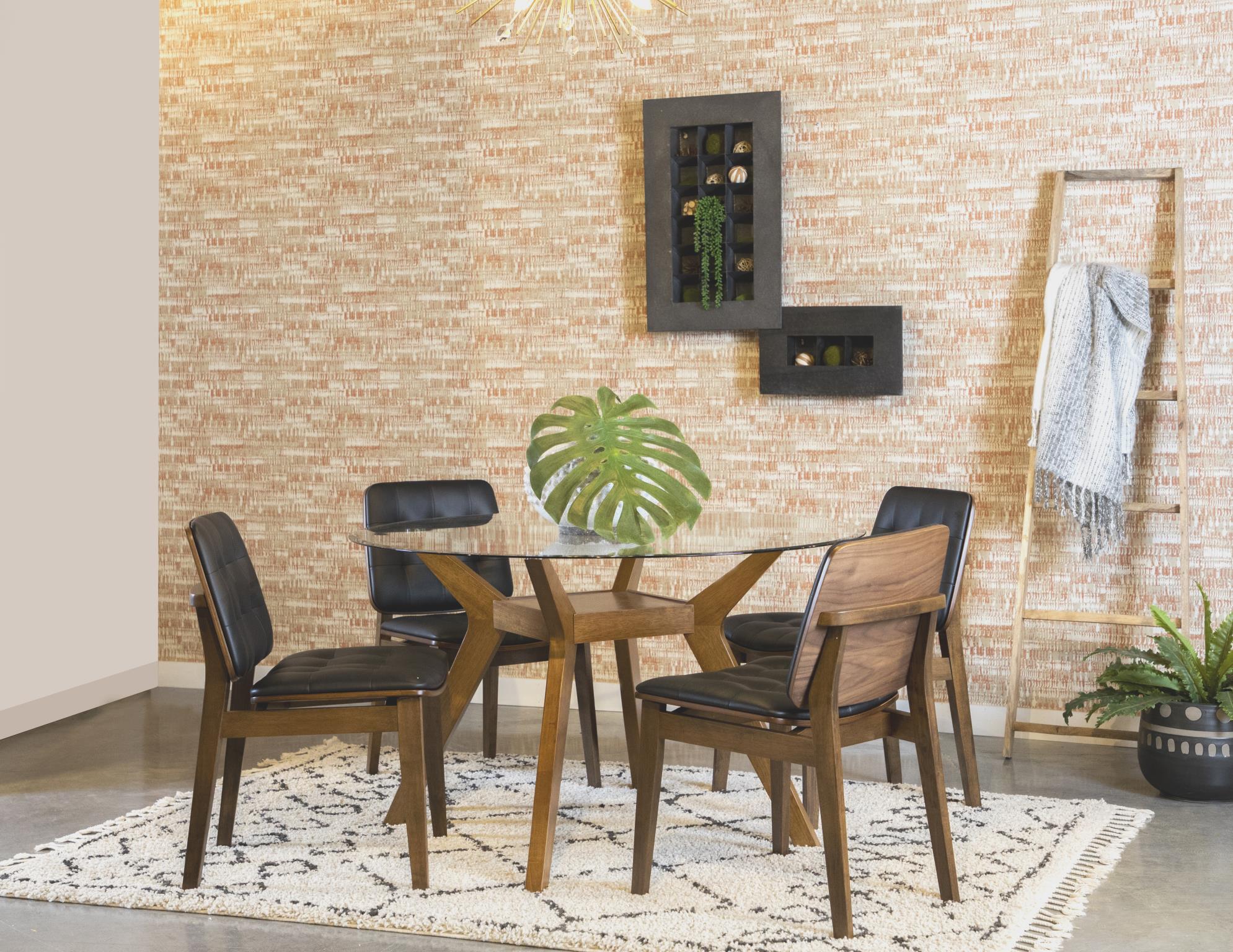 Paxton MidCentury Modern Nutmeg Glass Dining Table, 30.25 X 30.25 X 28