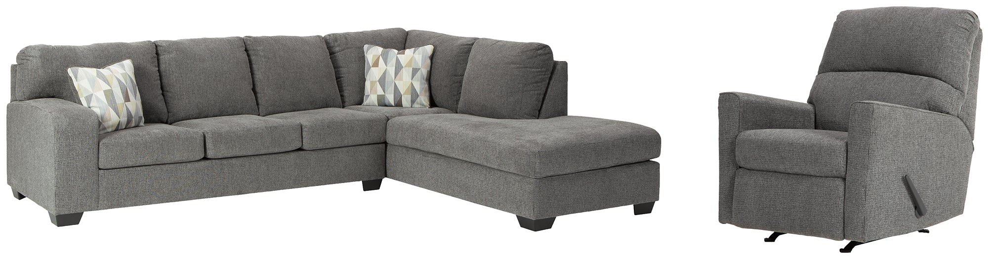 Dalhart 2Piece Sectional with Recliner Affordable Rent To Own