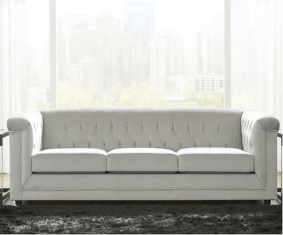 Josanna Velvet Grey / Chrome Nailhead Sofa Love