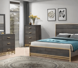 Trevor Ebony / Gold Trim Bedroom Set